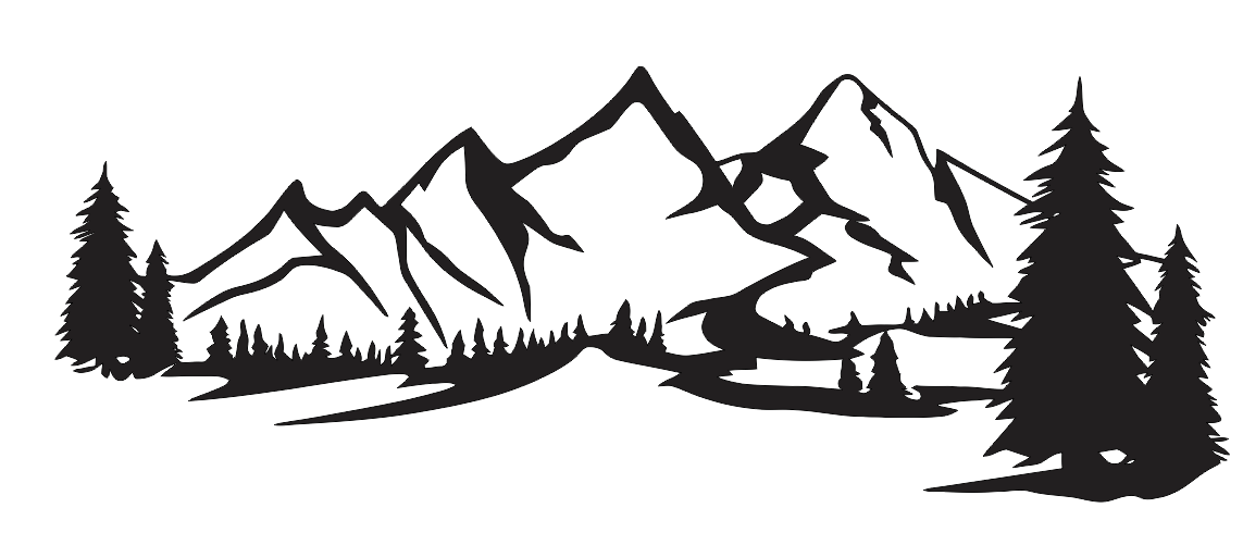 Mountain with Trees (Black Metal Art) Willow Hill Designs